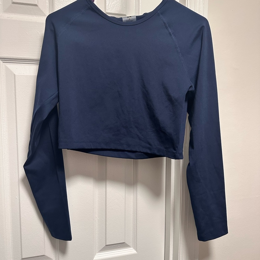 Women’s best essential long sleeve crop top sapphire blue